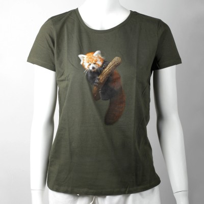 Dámské tričko s mládětem pandy červené