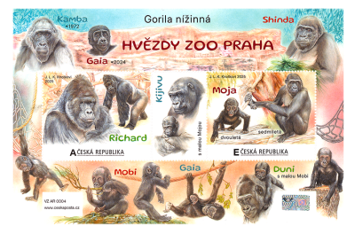 Aršík poštovních známek "Hvězdy Zoo Praha"