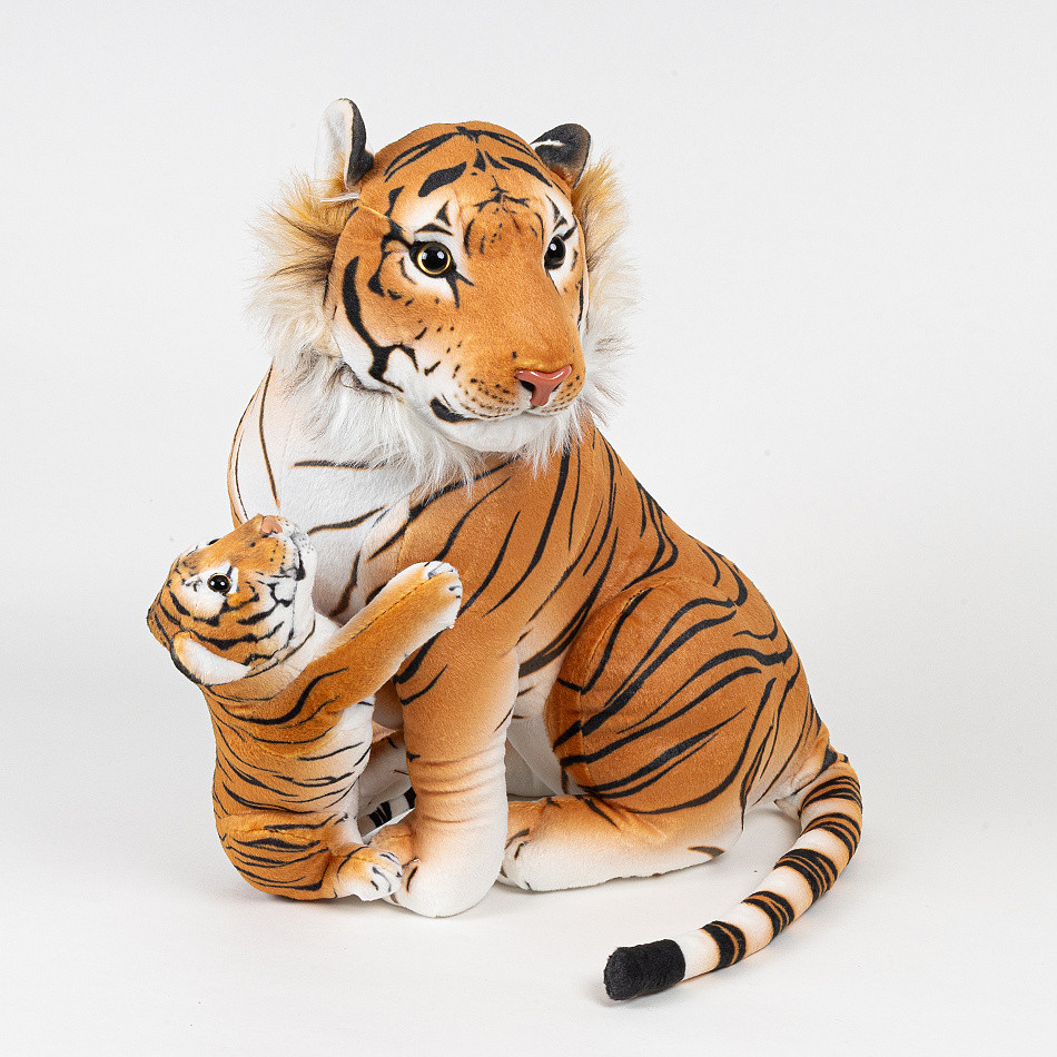 Tygr sedící s mládětem 48 cm