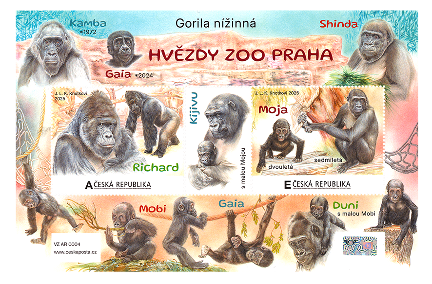 Aršík poštovních známek "Hvězdy Zoo Praha"
