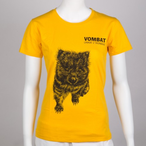 Dámské tričko: Vombat – unikát z Tasmánie, žluté tričko