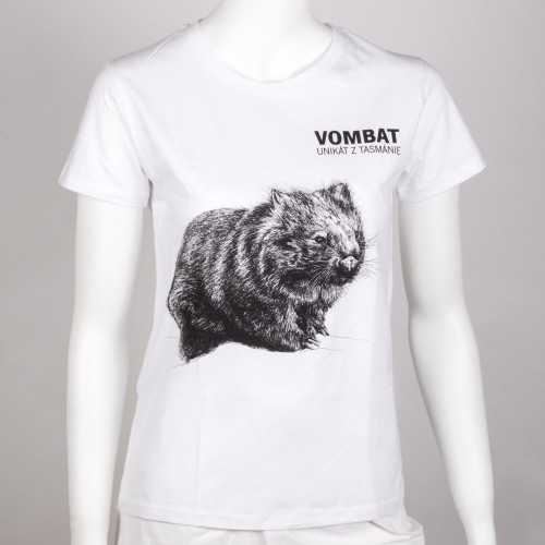Dámské tričko: Vombat – unikát z Tasmánie, bílé tričko