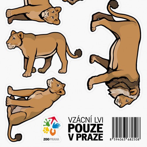 Samolepky se lvy indickými ze Zoo Praha. Foto: Zoo Praha